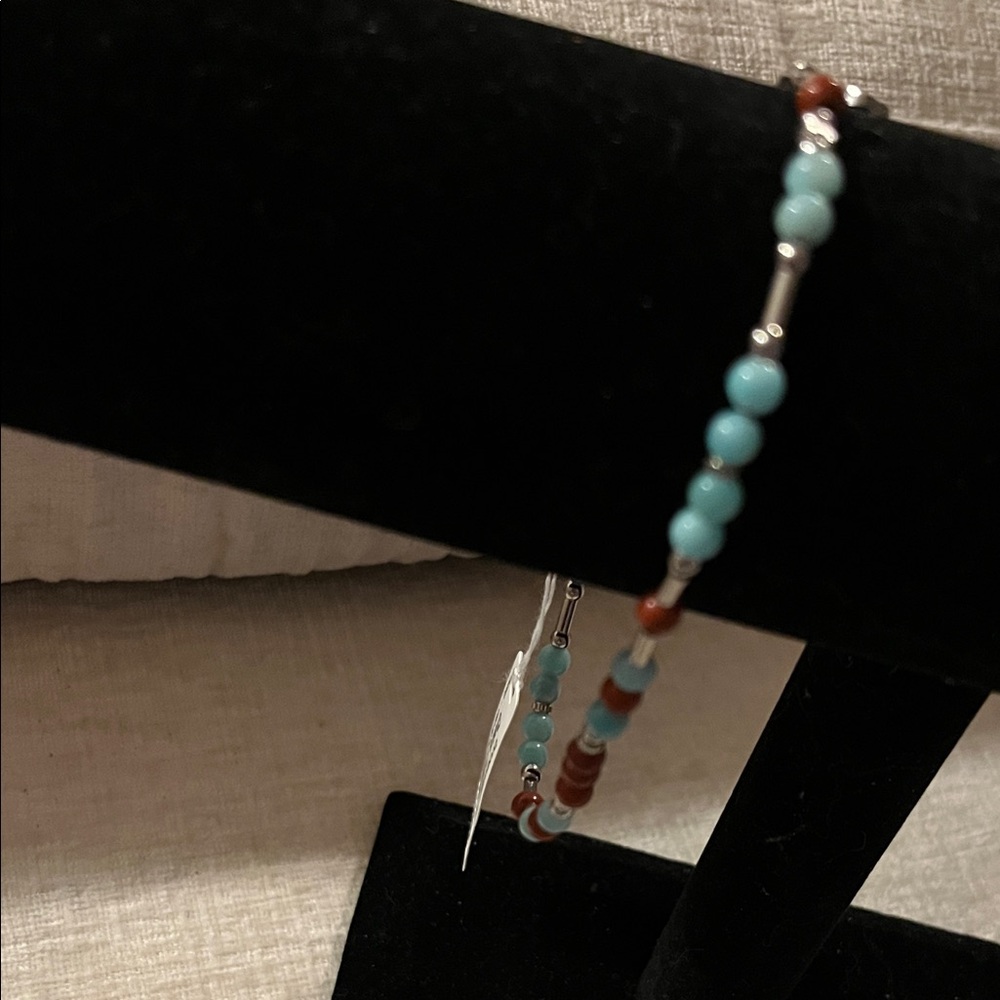 New Brosway Chic Beaded Bracelet with Turquoise and Brown Accents
